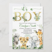 Boy Tropical Oerwoud Animals Baby shower Invitatio Kaart (Voorkant)