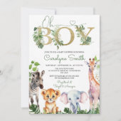 Boy Tropical Oerwoud Safari Dieren Baby shower Kaart (Voorkant)