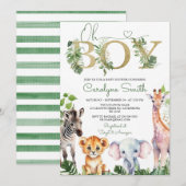 Boy Tropical Oerwoud Safari Dieren Baby shower Kaart (Voorkant / Achterkant)