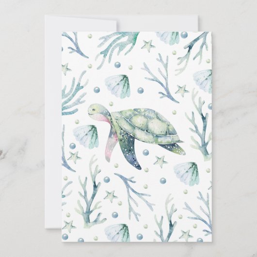 Boy Turtle Baby shower Kaart (Achterkant)