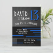 Boy Tween Teen Verjaardag Modern Eenvoudig Blauw Kaart (Staand voorkant)