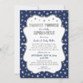 Boy Twinkle Baby Sprinkle, marine zilveren uitnodi Kaart (Voorkant)