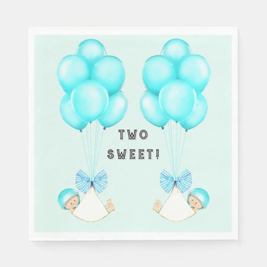 Boy Twins Baby shower ballonnen Servet (Voorkant)