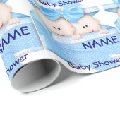 Boy Twins Baby shower Gift Wrapping paper Cadeaupapier (Rol Hoek)