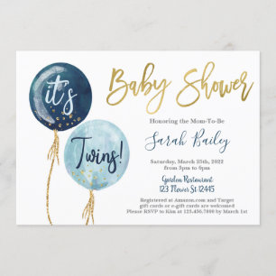 Boy Twins Baby shower Kaart