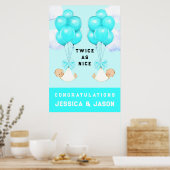 Boy Twins Baby shower Poster (Keuken)
