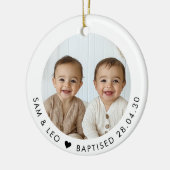 Boy Twins Baptism Photo Keepsake Keramisch Ornament (Links)