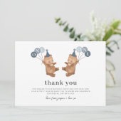 Boy Twins - Beren Party Petten - Dank je kaart (Staand voorkant)