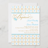 Boy Twins Cross Pattern Baptism Invitation Kaart (Voorkant)