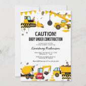 Boy under Construction Baby shower Invitation Kaart (Voorkant)
