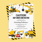 Boy under Construction Baby shower Invitation Kaart