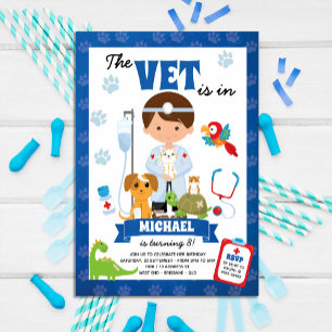 Boy Vet Birthday Party Invitation Kaart