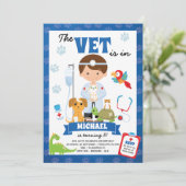 Boy Vet Birthday Party Invitation Kaart (Staand voorkant)