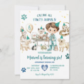 Boy Veterinary Animal Kids Verjaardagsfeestje Kaart (Voorkant)