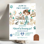 Boy Veterinary Animal Kids Verjaardagsfeestje Kaart<br><div class="desc">Bellen Alle Feestdieren Shelter Verjaardagsuitnodiging,  Hond & Kat Dierenarts Verjaardagsfeest,  Kinder Dokter,  Bellen Alle Dieren Verjaardagsfeest,  Wild Animals Kind Verjaardagsuitnodiging,  Dog Animal Party Invitation,  Reptile Verjaardagsuitnodiging,  Modern Oerwoud Kids Verjaardag.</div>
