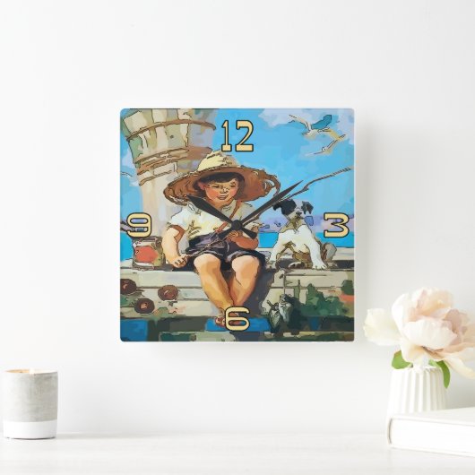 Boy Vist Clock Vierkante Klok (Huis)