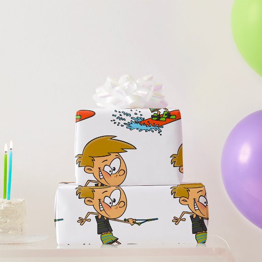 Boy Wakeboarding Fun Zomer Watersport Cadeaupapier