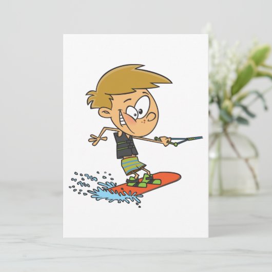 Boy Wakeboarding Fun Zomer Watersport Kaart (Staand voorkant)