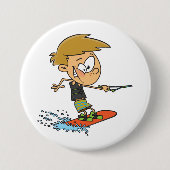 Boy Wakeboarding Fun Zomer Watersport Ronde Button 7,6 Cm (Voorkant)