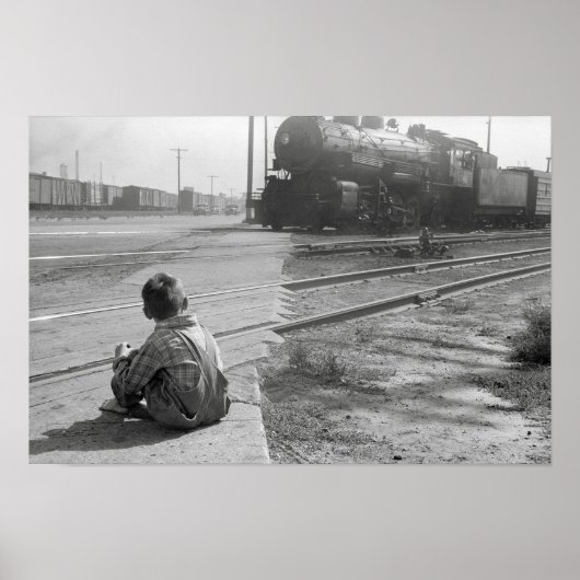 Boy Watching Trains, 1939. foto Poster (Voorkant)