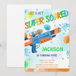 Boy Water Pistool Verjaardagsuitnodigingen Kaart