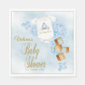Boy Waterverf Blauw Goud Baby shower servetten (Voorkant)