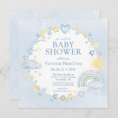 Boy Waterverf Rainbow Baby shower Kaart (Voorkant / Achterkant)