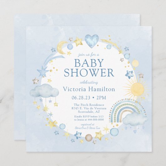 Boy Waterverf Rainbow Baby shower Kaart (Voorkant / Achterkant)