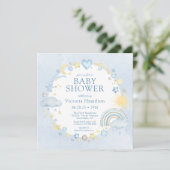 Boy Waterverf Rainbow Baby shower Kaart (Staand voorkant)