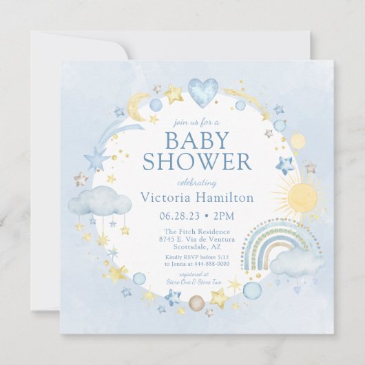 Boy Waterverf Rainbow Baby shower Kaart (Voorkant)