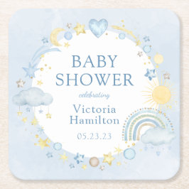 Boy Waterverf Rainbow Baby shower Kartonnen Onderzetters