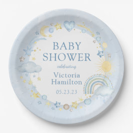 Boy Waterverf Rainbow Baby shower Papieren Bordje