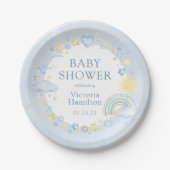 Boy Waterverf Rainbow Baby shower Papieren Bordje (Voorkant)