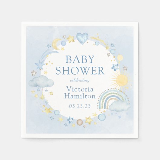 Boy Waterverf Rainbow Baby shower Servet (Voorkant)