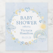 Boy Waterverf Rainbow Baby shower Wijn Etiket (Enkel label)