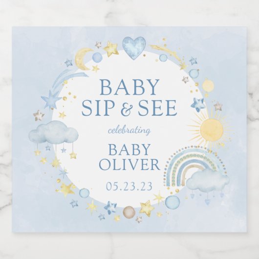 Boy Waterverf Rainbow Sip and See Sparkling Wijnetiket (Enkel label)