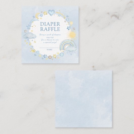 Boy Waterverf Regenboog Luier Raffle Informatiekaartje (Voorkant / Achterkant)