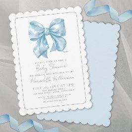 Boy Waterverf Ribbon Blue Bow Baby shower Kaart