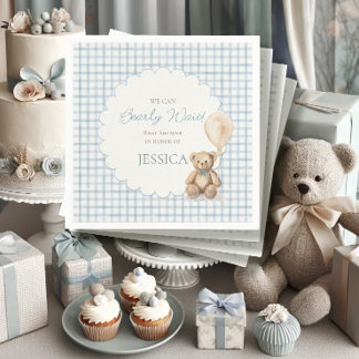 Boy We Can Bearly Wait Teddy Bear Baby Shower Servet