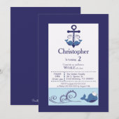 Boy Whale/Anchor Verjaardag Kaart (Voorkant / Achterkant)