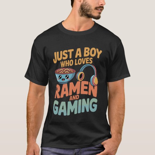 Boy Who Really Loves Ramen and Gaming Funny Geek T-shirt (Voorkant)