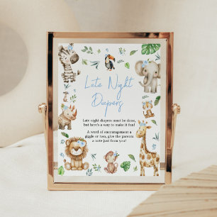 Boy Wild One Safari Baby shower Late Night Luiers Poster