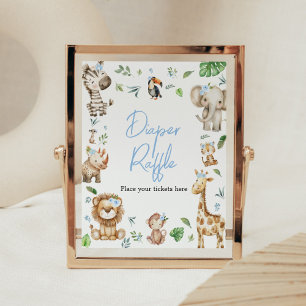 Boy Wild One Safari Baby shower Luier Raffle Poster