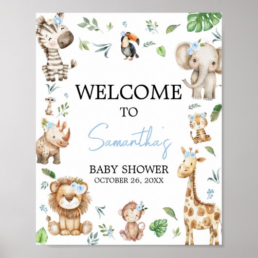 Boy Wild One Safari Baby shower Welkom Poster (Voorkant)