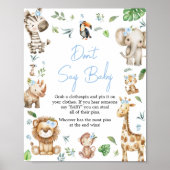 Boy Wild One Safari Baby shower zeg niet Baby Poster (Voorkant)