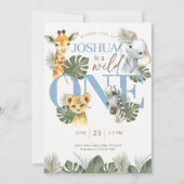 Boy Wild One Safari verjaardagsuitnodiging Oerwoud Kaart (Voorkant)