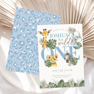 Boy Wild One Safari verjaardagsuitnodiging Oerwoud Kaart