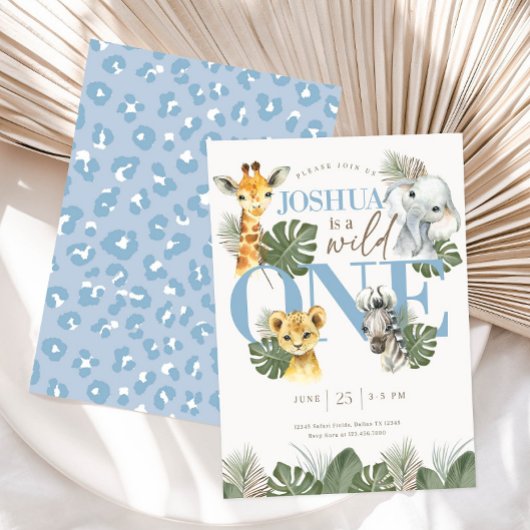 Boy Wild One Safari verjaardagsuitnodiging Oerwoud Kaart