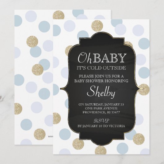 Boy Winter Baby shower Uitnodiging (Voorkant / Achterkant)