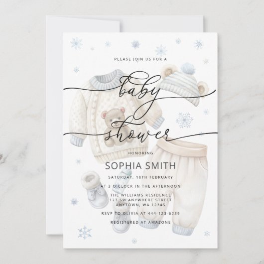 Boy Winter Clothes Baby shower Kaart (Voorkant)